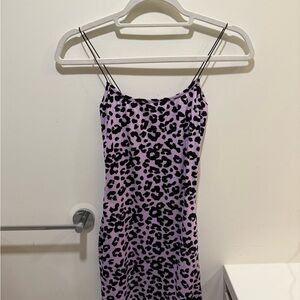 One By One Lavender Leopard Slip Dress - Size S/XS